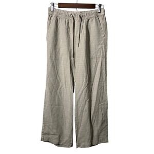 Splendid Lyocell Linen Wide Leg Pants XS Tan Beige Drawstring Crop Lounge NWOT